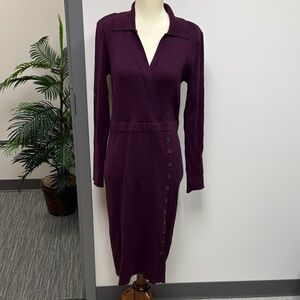Brand New Calvin Klein Deep Purple Long Sleeve Dress